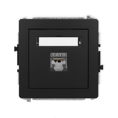 Karlik Deco Czarny Mat Mechanizm Gniazda Komputerowego Pojedynczego 1Xrj45, Kat. 5E, Ekranowany, 8-Stykowy 12Dgk-1E
