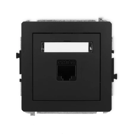 Karlik Deco Czarny Mat Mechanizm Gniazda Komputerowego Pojedynczego 1Xrj45, Kat. 6, 8-Stykowy 12Dgk-3
