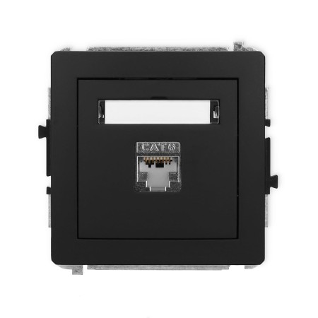 Karlik Deco Czarny Mat Mechanizm Gniazda Komputerowego Pojedynczego 1Xrj45, Kat. 6, Ekranowany, 8-Stykowy 12Dgk-5
