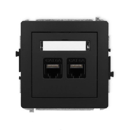 Karlik Deco Czarny Mat Mechanizm Gniazda Komputerowego Podwójnego 2Xrj45, Kat. 6A, 8-Stykowy 12Dgk-8