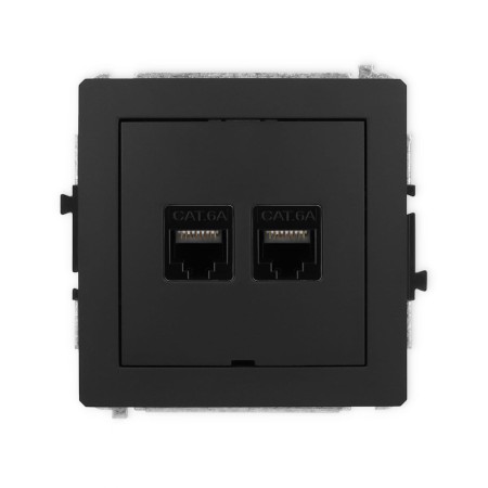 Karlik Deco Czarny Mat Mechanizm Gniazda Komputerowego Podwójnego 2Xrj45, Kat. 6A, 8-Stykowy, Bez Pola Opisowego 12Dgkbo-8