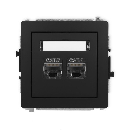 Karlik Deco Czarny Mat Mechanizm Gniazda Komputerowego Podwójnego 2Xrj45, Kat. 7, Ekranowany, 8-Stykowy 12Dgk-10