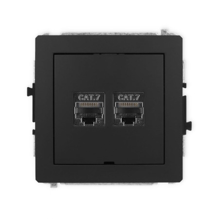 Karlik Deco Czarny Mat Mechanizm Gniazda Komputerowego Podwójnego 2Xrj45, Kat. 7, Ekranowany, 8-Stykowy, Bez Pola Opisowego 12Dgkbo-10
