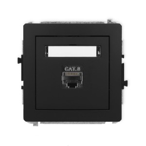 Karlik Deco Czarny Mat Mechanizm Gniazda Komputerowego Pojedynczego 1Xrj45, Kat. 8, Ekranowany, 8-Stykowy 12Dgk-11