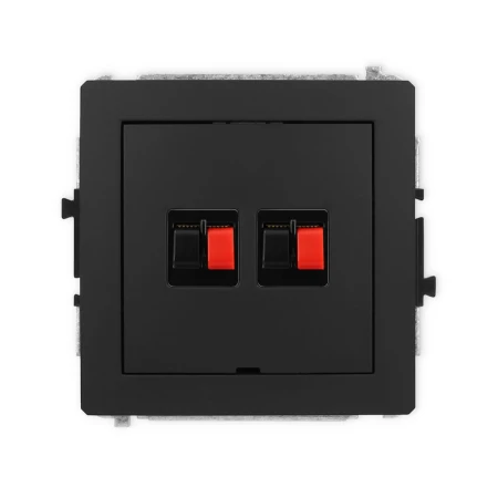 Karlik Deco Czarny Mat Mechanizm Gniazda Głośnikowego Podwójnego, Bez Pola Opisowego 12Dggbo-2