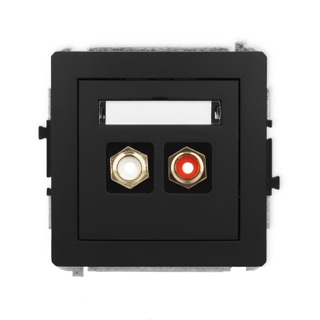 Karlik Deco Czarny Mat Mechanizm Gniazda Podwójnego Rca (Typu Cinch - Biały I Czerwony, Pozłacany) 12Dgrca-2