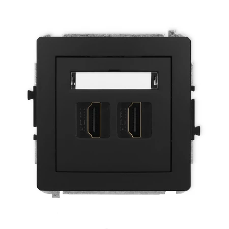 Karlik Deco Czarny Mat Mechanizm Gniazda Podwójnego Hdmi 2.0 12Dhdmi-4