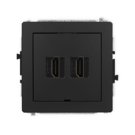 Karlik Deco Czarny Mat Mechanizm Gniazda Podwójnego Hdmi 2.0, Bez Pola Opisowego 12Dhdmibo-4