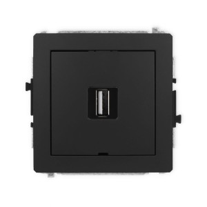 Karlik Deco Czarny Mat Mechanizm Gniazda Pojedynczego Usb A-A 2.0, Bez Pola Opisowego 12Dgusbbo-1