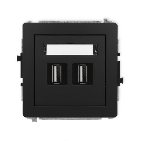 Karlik Deco Czarny Mat Mechanizm Gniazda Podwójnego 2Xusb A-A 2.0 12Dgusb-2