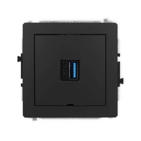 Karlik Deco Czarny Mat Mechanizm Gniazda Pojedynczego Usb A-A 3.0, Bez Pola Opisowego 12Dgusbbo-5