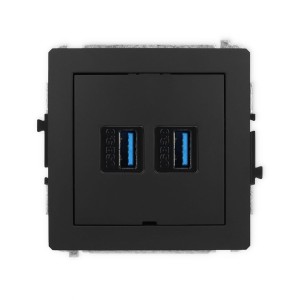 Karlik Deco Czarny Mat Mechanizm Gniazda Podwójnego 2Xusb A-A 3.0, Bez Pola Opisowego 12Dgusbbo-6