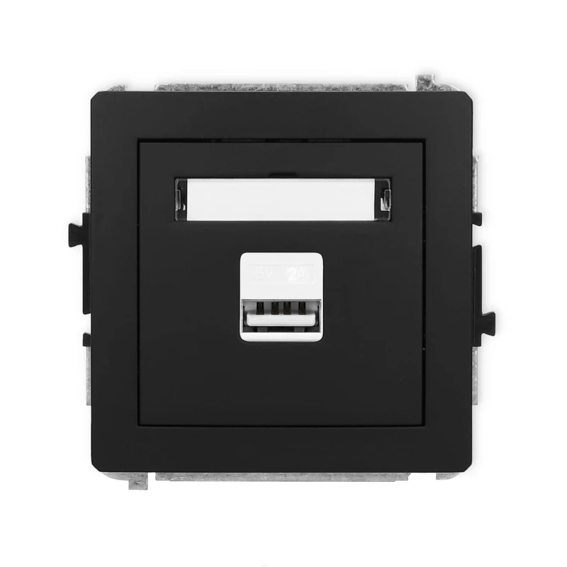 Karlik Deco Czarny Mat Mechanizm Ładowarki Usb Pojedynczej, 5V, 2A 12Dcusb-3