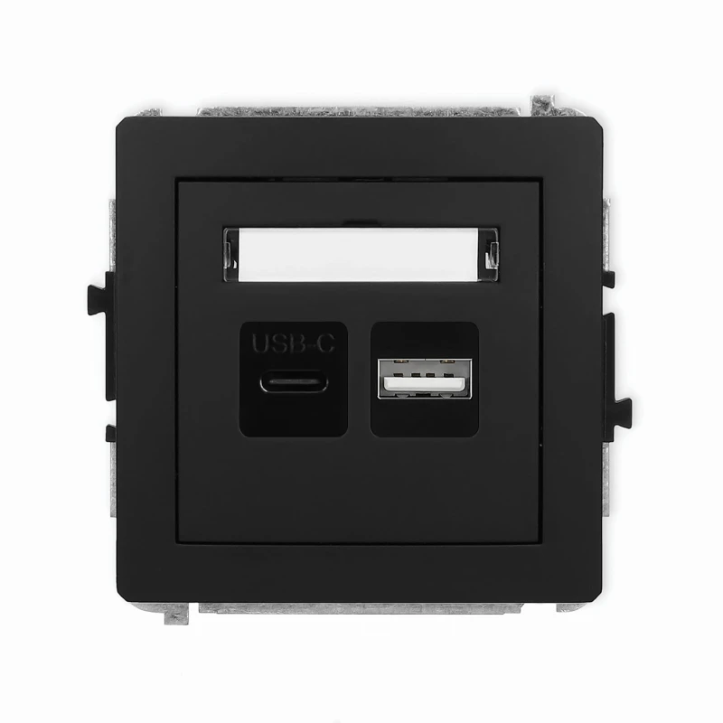 Karlik Deco Czarny Mat Mechanizm Ładowarki Usb Podwójnej Usb C + Usb A, 20W Max. 12Dcusb-8