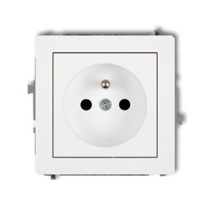Karlik Deco Biały Mat Mechanizm Gniazda Pojedynczego Z Uziemieniem 2P+Z (Przesłony Torów Prądowych) 25Dgp-1Zp
