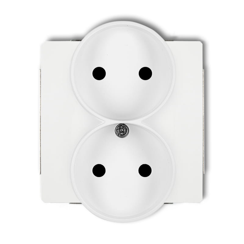 Karlik Deco Biały Mat Mechanizm Gniazda Podwójnego Do Ramki Bez Uziemienia 2X2P (Przesłony Torów Prądowych) 25Dgpr-2P
