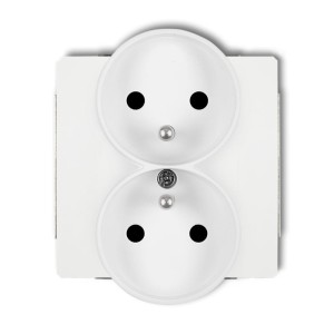 Karlik Deco Biały Mat Mechanizm Gniazda Podwojnego Do Ramki Deco Soft, Z Uziemieniem 2X(2P+Z) (Przesłony Torów Prądowych) 25Dgprso-2Zp