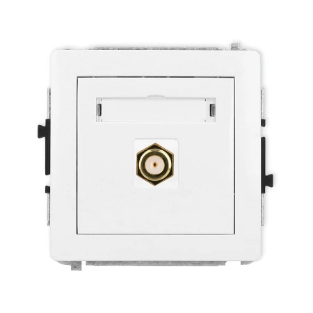 Karlik Deco Biały Mat Mechanizm Gniazda Antenowego Pojedynczego Typu F (Sat) Niklowany 25Dgf-1.1
