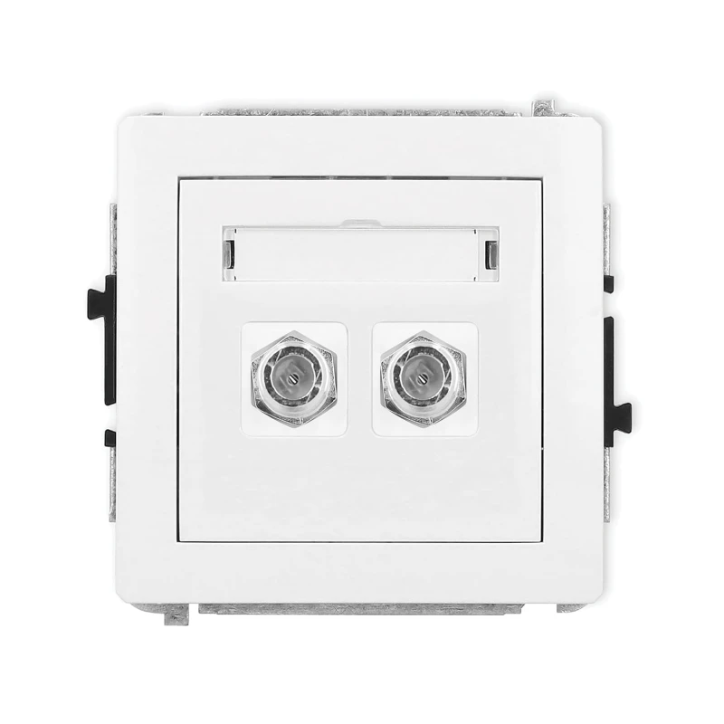 Karlik Deco Biały Mat Mechanizm Gniazda Antenowego Podwójnego Typu F (Sat) Niklowany 25Dgf-2