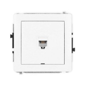 Karlik Deco Biały Mat Mechanizm Gniazda Telefonicznego Pojedynczego 1Xrj11, 4-Stykowy, Beznarzędziowe, Bez Pola Opisowego 25Dgtbo-1
