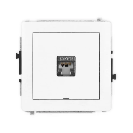 Karlik Deco Biały Mat Mechanizm Gniazda Komputerowego Pojedynczego 1Xrj45, Kat. 5E, Ekranowany, 8-Stykowy, Bez Pola Opisowego 25Dgkbo-1E