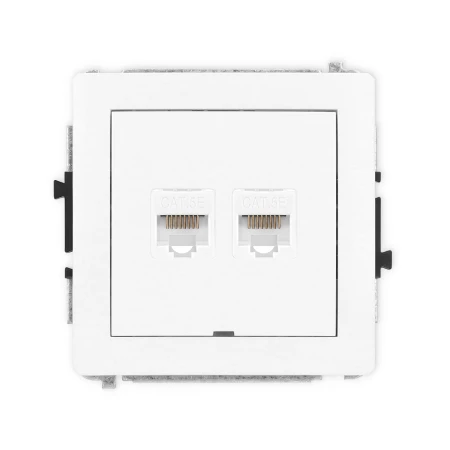 Karlik Deco Biały Mat Mechanizm Gniazda Komputerowego Podwójnego 2Xrj45, Kat. 5E, 8-Stykowy, Bez Pola Opisowego 25Dgkbo-2
