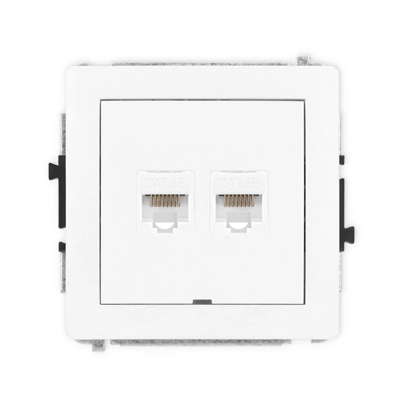 Karlik Deco Biały Mat Mechanizm Gniazda Komputerowego Podwójnego 2Xrj45, Kat. 5E, 8-Stykowy, Bez Pola Opisowego 25Dgkbo-2