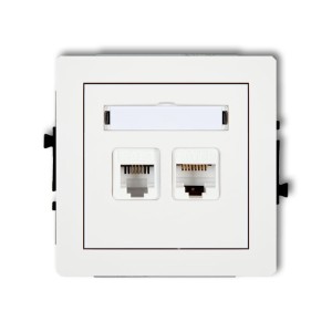 Karlik Deco Biały Mat Mechanizm Gniazda Telefonicznego Pojedynczego 1Xrj11 + Komputerowego Pojedynczego 1Xrj45, Kat. 5E, 8-Stykowy, Beznarzędziowe 25Dgtk