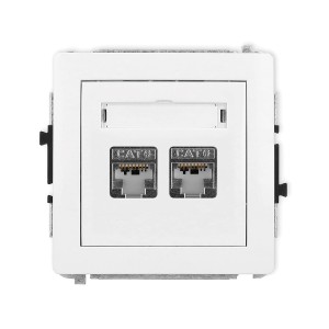 Karlik Deco Biały Mat Mechanizm Gniazda Komputerowego Podwójnego 2Xrj45, Kat. 6, Ekranowany, 8-Stykowy 25Dgk-6