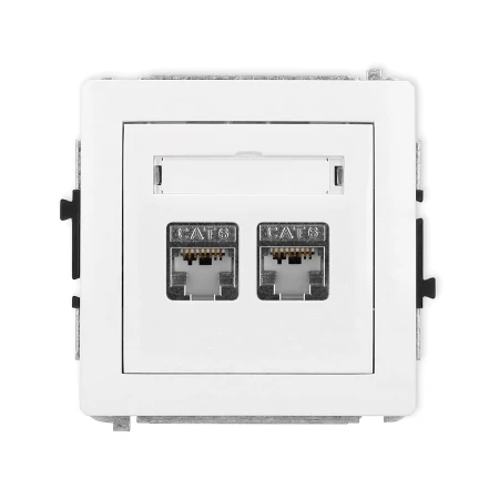 Karlik Deco Biały Mat Mechanizm Gniazda Komputerowego Podwójnego 2Xrj45, Kat. 6, Ekranowany, 8-Stykowy 25Dgk-6