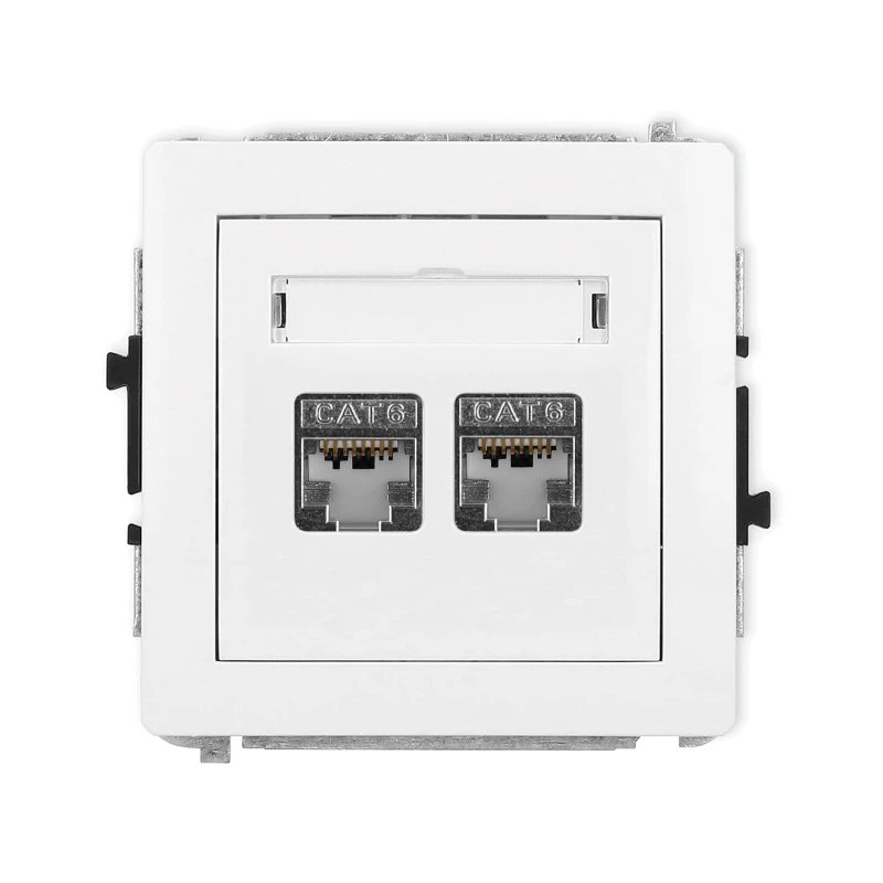 Karlik Deco Biały Mat Mechanizm Gniazda Komputerowego Podwójnego 2Xrj45, Kat. 6, Ekranowany, 8-Stykowy 25Dgk-6