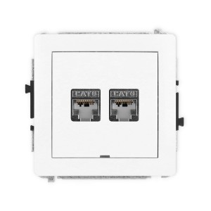 Karlik Deco Biały Mat Mechanizm Gniazda Komputerowego Podwójnego 2Xrj45, Kat. 6, Ekranowany, 8-Stykowy, Bez Pola Opisowego 25Dgkbo-6