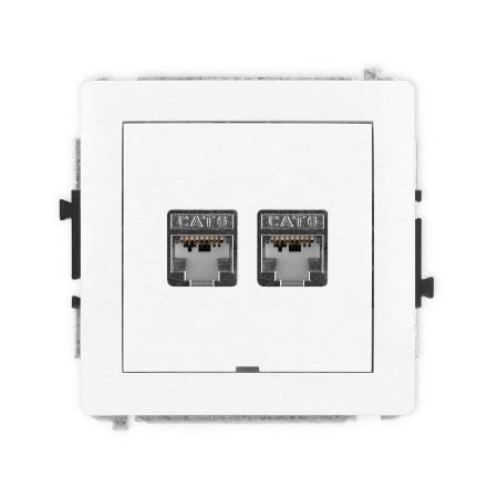 Karlik Deco Biały Mat Mechanizm Gniazda Komputerowego Podwójnego 2Xrj45, Kat. 6, Ekranowany, 8-Stykowy, Bez Pola Opisowego 25Dgkbo-6