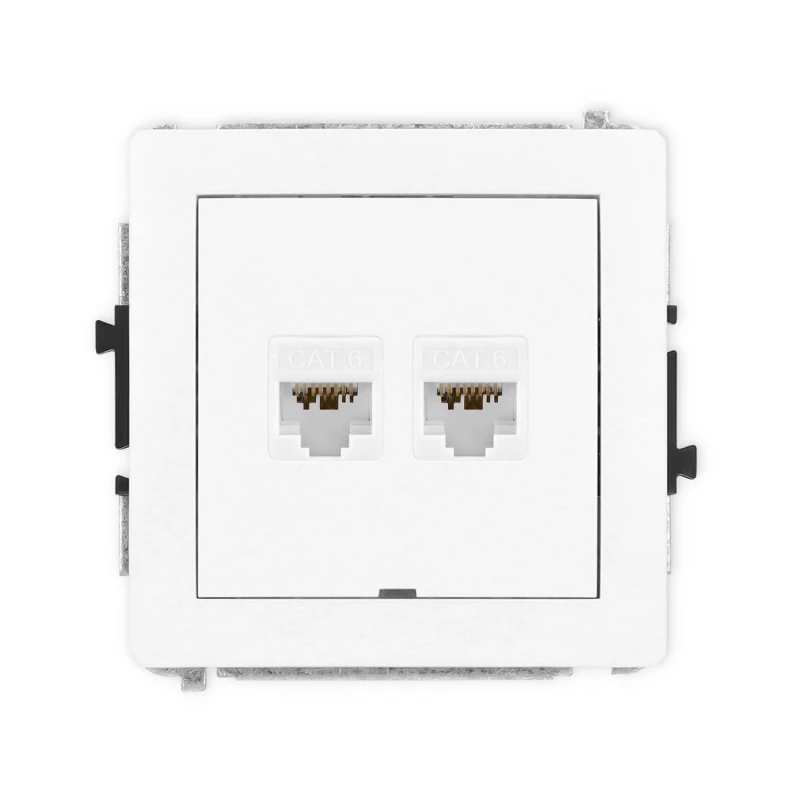 Karlik Deco Biały Mat Mechanizm Gniazda Komputerowego Podwójnego 2Xrj45, Kat. 6A, 8-Stykowy, Bez Pola Opisowego 25Dgkbo-8