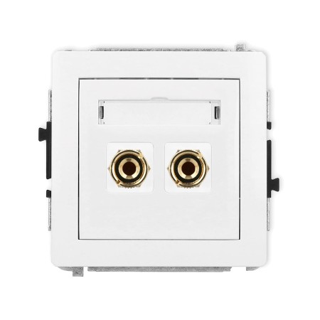 Karlik Deco Biały Mat Mechanizm Gniazda Głośnikowego Pojedynczego (Typu Banan - Czerwony I Czarny, Pozłacany, 4 Mm2, Do Lutowania) 25Dgg-3