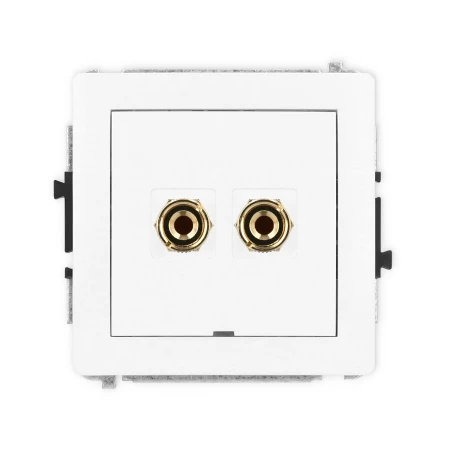 Karlik Deco Biały Mat Mechanizm Gniazda Głośnikowego Pojedynczego, Bez Pola Opisowego (Typu Banan - Czerwony I Czarny, Pozłacany, 4 Mm2, Do Lutowania) 25Dggbo-3