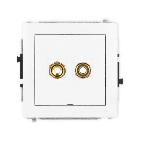 Karlik Deco Biały Mat Mechanizm Gniazda Głośnikowego Pojedynczego, Bez Pola Opisowego (Typu Banan - Czerwony I Czarny, Pozłacany, 4 Mm2, Skręcany) 25Dggbo-4