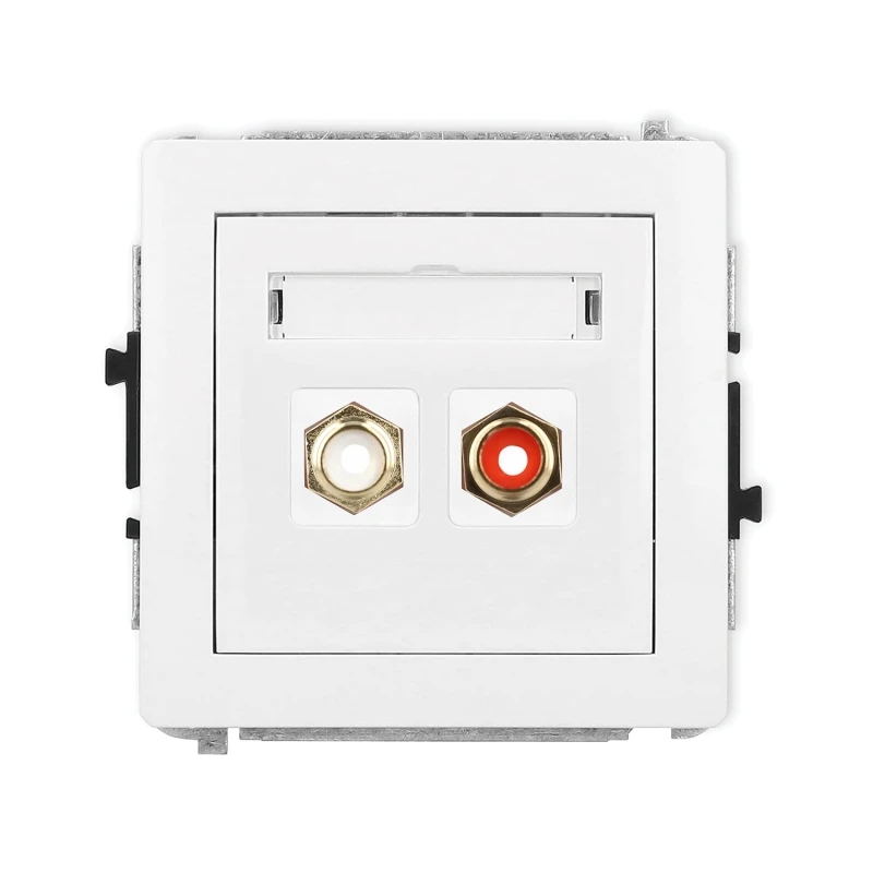Karlik Deco Biały Mat Mechanizm Gniazda Podwójnego Rca (Typu Cinch - Biały I Czerwony, Pozłacany) 25Dgrca-2
