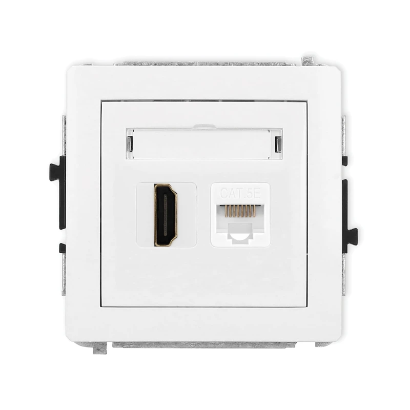 Karlik Deco Biały Mat Mechanizm Gniazda Pojedynczego Hdmi 2.0 + Gniazda Komp. Poj. 1Xrj45, Kat. 5E, 8-Stykowy 25Dghk