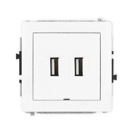 Karlik Deco Biały Mat Mechanizm Gniazda Podwójnego 2Xusb A-A 2.0, Bez Pola Opisowego 25Dgusbbo-2
