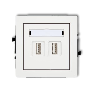 Karlik Deco Biały Mat Mechanizm Gniazda Podwójnego 2Xusb A-A 3.0 25Dgusb-6