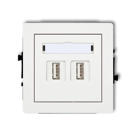 Karlik Deco Biały Mat Mechanizm Gniazda Podwójnego 2Xusb A-A 3.0 25Dgusb-6