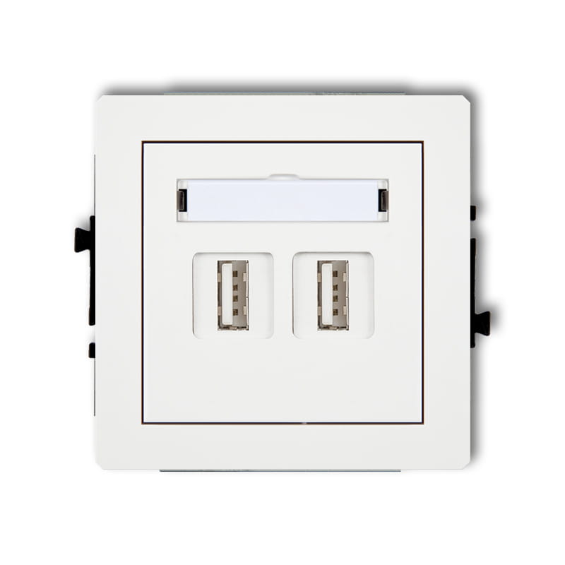 Karlik Deco Biały Mat Mechanizm Gniazda Podwójnego 2Xusb A-A 3.0 25Dgusb-6