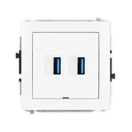 Karlik Deco Biały Mat Mechanizm Gniazda Podwójnego 2Xusb A-A 3.0, Bez Pola Opisowego 25Dgusbbo-6