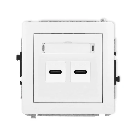 Karlik Deco Biały Mat Mechanizm Gniazda Podwójnego 2Xusb C-C 25Dgusb-8