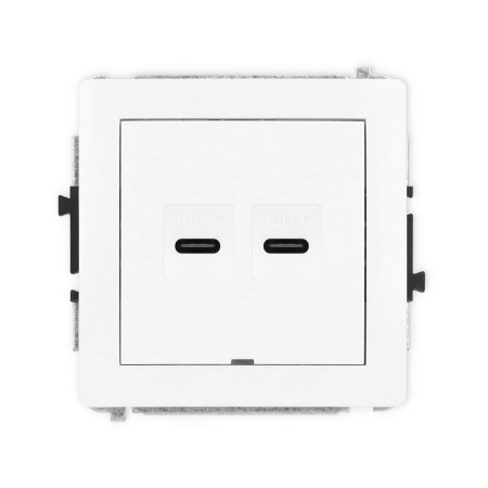 Karlik Deco Biały Mat Mechanizm Gniazda Podwójnego 2Xusb C-C, Bez Pola Opisowego 25Dgusbbo-8