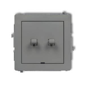 Karlik Deco Szary Mat Mechanizm Włącznika Jednobiegunowego Ze Schodowym W Stylu Amerykańskim (Dwa Klawisze Bez Piktogramów, Osobne Zasilanie) 27Dwpus-10.21