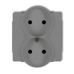 Karlik Deco Szary Mat Mechanizm Gniazda Podwójnego Do Ramki Bez Uziemienia 2X2P (Przesłony Torów Prądowych) 27Dgpr-2P