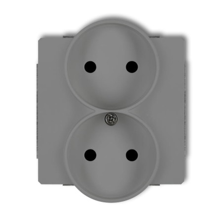 Karlik Deco Szary Mat Mechanizm Gniazda Podwójnego Do Ramki Bez Uziemienia 2X2P (Przesłony Torów Prądowych) 27Dgpr-2P