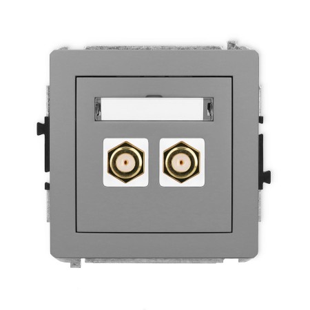 Karlik Deco Szary Mat Mechanizm Gniazda Antenowego Podwójnego Typu F (Sat) Pozłacany 27Dgf-2.1